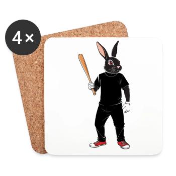 Baseball Player, Easter Bunny, Easter, Baseball - Coasters (set of 4) - white - Front