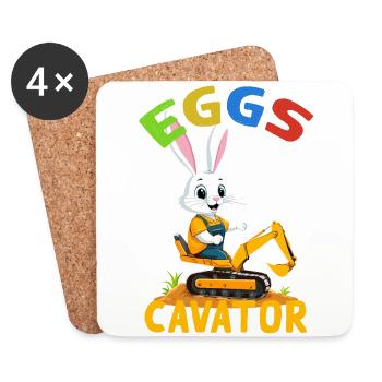 Drôle Pâques Dire Pâques Lapin Excavatrice Conducteur - Dessous de verre (lot de 4) - blanc - Devant