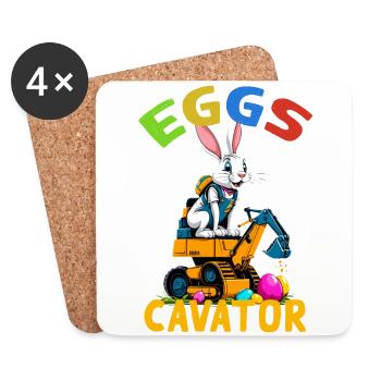 Drôle Pâques Dire Pâques Lapin Excavatrice Conducteur - Dessous de verre (lot de 4) - blanc - Devant