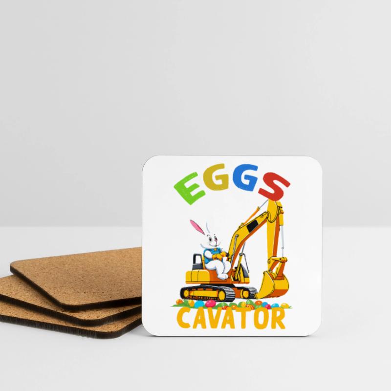 Funny Easter Saying Easter Bunny Excavator Driver Coasters (set of 4)