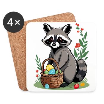 Drôle De Costume De Raton Laveur Oeufs De Pâques Mignons - Dessous de verre (lot de 4) - blanc - Devant