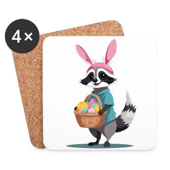 Costume mignon de lapin de Pâques raton laveur drôle - Dessous de verre (lot de 4) - blanc - Devant