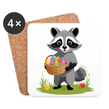 Lustiges Waschbär Osterhasen Niedliches Design - Untersetzer (4er-Set) - Weiß - Vorne