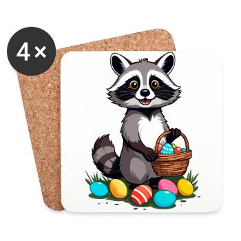 Funny Raccoon Costume Cute Easter Eggs - Coasters (set of 4) - white - Front