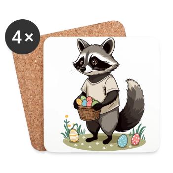 Costume mignon de lapin de Pâques raton laveur drôle - Dessous de verre (lot de 4) - blanc - Devant