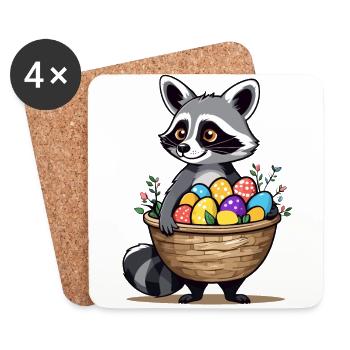 Drôle De Costume De Raton Laveur Oeufs De Pâques Mignons - Dessous de verre (lot de 4) - blanc - Devant