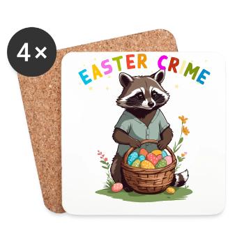 Easter Crime Raccoon Easter Bunny Design - Coasters (set of 4) - white - Front
