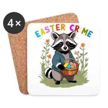 Lustiges Waschbär Osterhasen & Ostereier Design - Untersetzer (4er-Set) - Weiß - Vorne