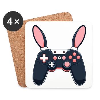 Lapin de Pâques Gamer et Design de streetwear de jeu - Dessous de verre (lot de 4) - blanc - Devant