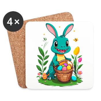Iconic Easter Dinosaur Dinosaur Easter Bunny - Coasters (set of 4) - white - Front