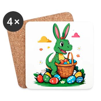 Iconic Easter Dinosaur T-Rex Bunny Funny Easter - Coasters (set of 4) - white - Front