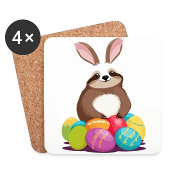 Funny Sloth Easter Bunny Iconic Easter - Coasters (set of 4) - white - Front
