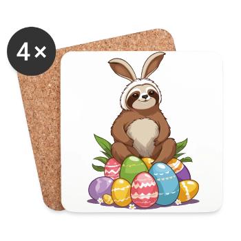 Lustiges Faultier Osterhase Ikonisches Ostern - Untersetzer (4er-Set) - Weiß - Vorne