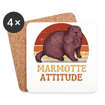 MARMOTTE ATTITUDE - Dessous de verre (lot de 4) - blanc - Devant