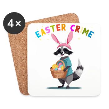 Funny Cute Raccoon Easter Eggs Design - Coasters (set of 4) - white - Front