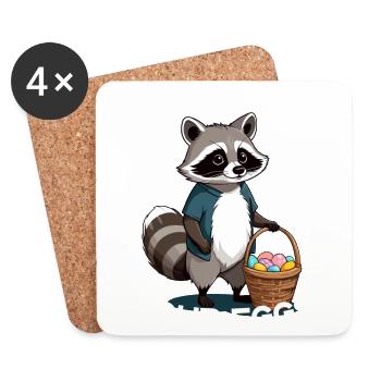 Funny Egg Thief Raccoon Easter Bunny Design - Coasters (set of 4) - white - Front