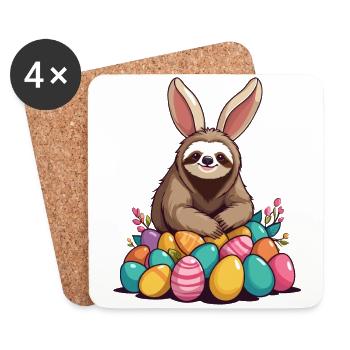 Funny Sloth Easter Bunny Iconic Easter - Coasters (set of 4) - white - Front