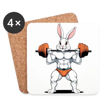 Lapin de Pâques Body Building Animal Drôle Séance D’entraînement - Dessous de verre (lot de 4) - blanc - Devant