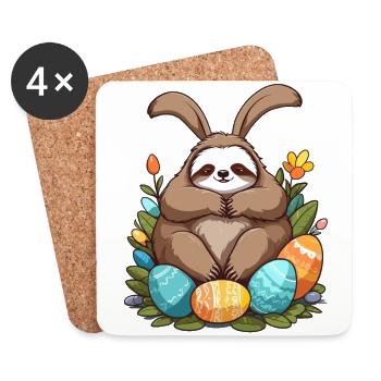 Lustiges Faultier Osterhase Süßes Osterfaultier - Untersetzer (4er-Set) - Weiß - Vorne