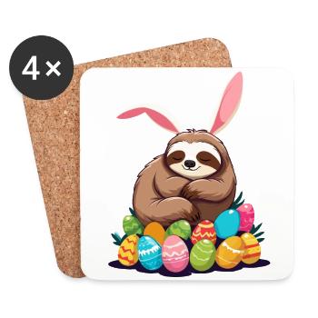 Lustiges Faultier Osterhase Ikonisches Ostern - Untersetzer (4er-Set) - Weiß - Vorne