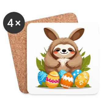 Funny Sloth Easter Bunny Iconic Easter - Coasters (set of 4) - white - Front