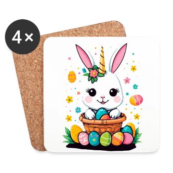 Funny Unicorn Easter Bunny Cute Easter Unicorn - Coasters (set of 4) - white - Front