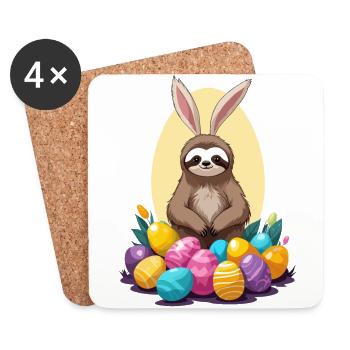 Lustiges Faultier Osterhase Ikonisches Ostern - Untersetzer (4er-Set) - Weiß - Vorne