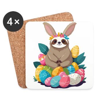 Lustiges Faultier Osterhase Ikonisches Ostern - Untersetzer (4er-Set) - Weiß - Vorne