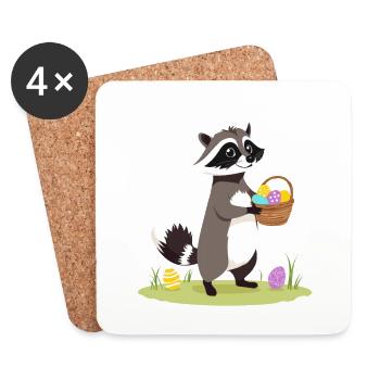 Funny Egg Thief Raccoon Easter Bunny Design - Coasters (set of 4) - white - Front