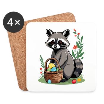 Lustiges Waschbär Spruch Osterhasen Design - Untersetzer (4er-Set) - Weiß - Vorne