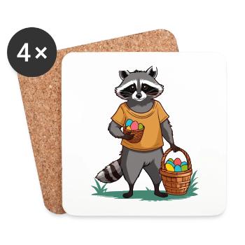 Lustiger Waschbär Spruch Niedliches Osterdesign - Untersetzer (4er-Set) - Weiß - Vorne
