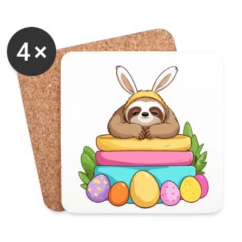 Funny Sloth Easter Bunny Iconic Easter - Coasters (set of 4) - white - Front