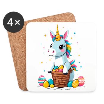 Lustiges Einhorn Osterhase Süßes Ostereinhorn - Untersetzer (4er-Set) - Weiß - Vorne