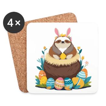 Funny Sloth Easter Bunny Cute Easter Sloth - Coasters (set of 4) - white - Front