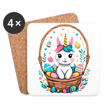 Lustiges Einhorn Osterhase Süßes Ostereinhorn - Untersetzer (4er-Set) - Weiß - Vorne