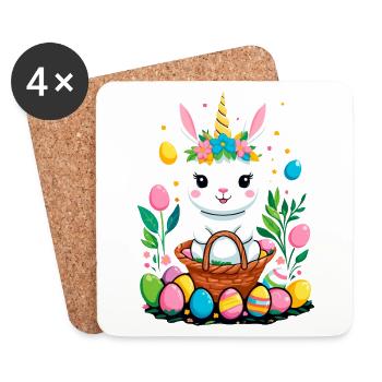 Funny Unicorn Easter Bunny Cute Easter Unicorn - Coasters (set of 4) - white - Front