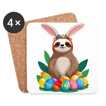 Funny Sloth Easter Bunny Iconic Easter - Coasters (set of 4) - white - Front