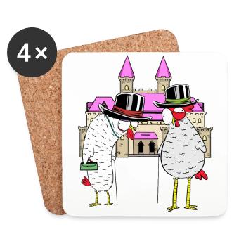 Château Poulet Poulets Royal Volaille Château - Dessous de verre (lot de 4) - blanc - Devant