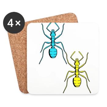 Fourmi rétro Vintage des années 80 insectes fourmis des années 90 - Dessous de verre (lot de 4) - blanc - Devant