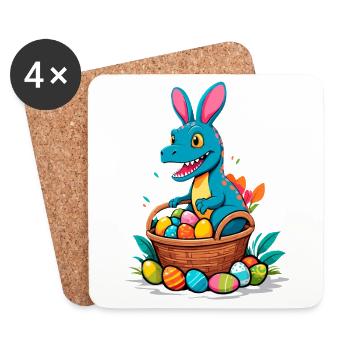 Dinosaure de Pâques emblématique Dinosaure lapin de Pâques - Dessous de verre (lot de 4) - blanc - Devant