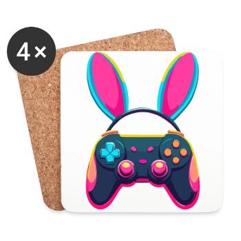 Lapin de Pâques Gamer & Gaming Streetwear Iconique - Dessous de verre (lot de 4) - blanc - Devant