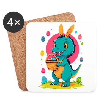 Iconic Easter Dinosaur Dinosaur Easter Bunny - Coasters (set of 4) - white - Front