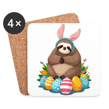 Funny Sloth Easter Bunny Iconic Easter - Coasters (set of 4) - white - Front