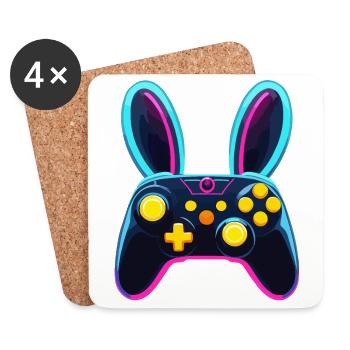 Lapin de Pâques Gamer & Gaming Streetwear Iconique - Dessous de verre (lot de 4) - blanc - Devant