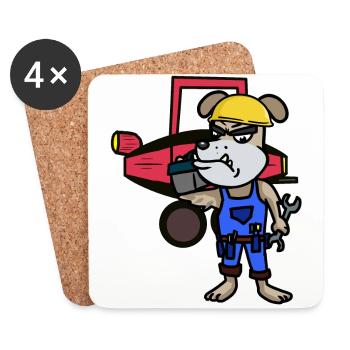 Dog Workshop Car Repair Profession Job - Coasters (set of 4) - white - Front