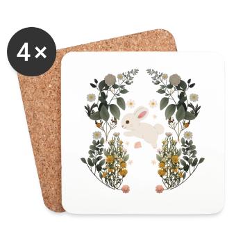 Hase Kaninchen Nager Frühling Blumen Natur - Untersetzer (4er-Set) - Weiß - Vorne