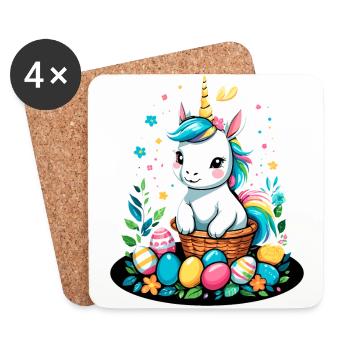 Lustiges Einhorn Osterhase Süßes Ostereinhorn - Untersetzer (4er-Set) - Weiß - Vorne