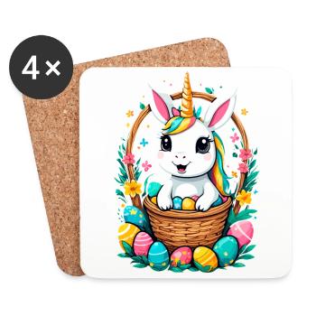 Lustiges Einhorn Osterhase Süßes Ostereinhorn - Untersetzer (4er-Set) - Weiß - Vorne