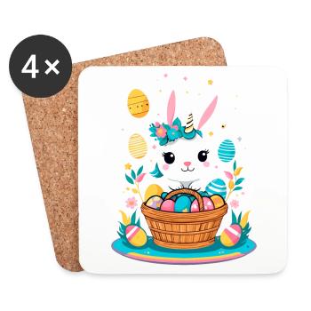 Licorne drôle lapin de Pâques Licorne mignonne Licorne de Pâques - Dessous de verre (lot de 4) - blanc - Devant