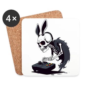 Lapin de Pâques Gamer Jeux de Pâques emblématiques - Dessous de verre (lot de 4) - blanc - Devant